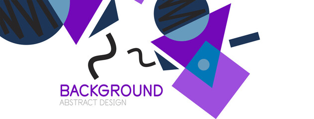 Abstract background. Blocks, lines, triangles, circles composition. Techno or business concept for wallpaper, banner, background, landing page