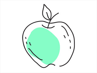 Apple in a hand-drawn style. Icon for sports, diet, fitness. 
A healthy lifestyle. 
Vector doodle illustration