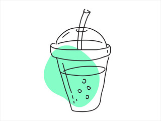 cocktail in a hand-drawn style. Icon for sports, diet, fitness. 
A healthy lifestyle. 
Vector doodle illustration