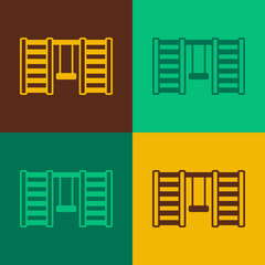 Pop art Wooden Swedish wall icon isolated on color background. Swedish stairs. Vector