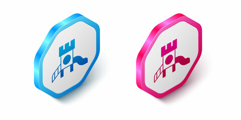 Isometric Slide playground icon isolated on white background. Childrens slide. Hexagon button. Vector