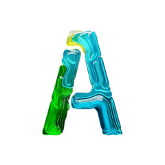 Layered jelly-like glass colored font letter A
