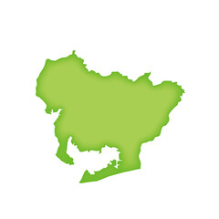 愛知県の地図　緑色の県庁所在地マーク　都道府県単位の地図のイラスト　地図シルエット