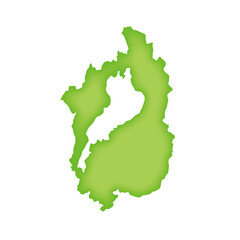 滋賀県の地図　緑色の県庁所在地マーク　都道府県単位の地図のイラスト　地図シルエット