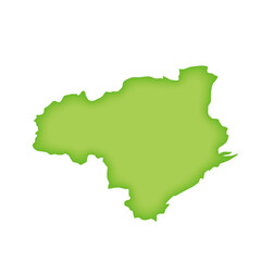 Obraz premium 徳島県の地図 緑色の県庁所在地マーク 都道府県単位の地図のイラスト 地図シルエット