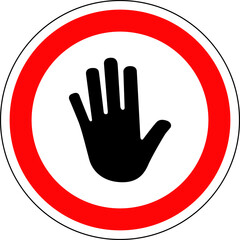 Obraz premium Sign in France: hand, Do not enter sign. Warning red circle icon isolated on white background. Prohibition concept. 