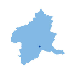 群馬県の地図　県庁所在地マーク　都道府県単位の地図のイラスト　地図シルエット