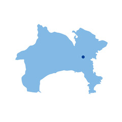 神奈川県の地図　県庁所在地マーク　都道府県単位の地図のイラスト　地図シルエット