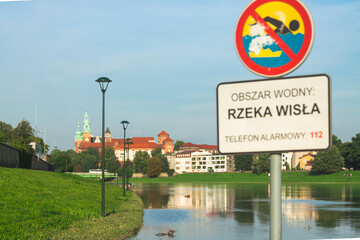 Poland, Krakow, Flooded River Bank