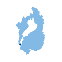 滋賀県の地図　県庁所在地マーク　都道府県単位の地図のイラスト　地図シルエット