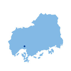 Obraz premium 広島県の地図 県庁所在地マーク 都道府県単位の地図のイラスト 地図シルエット