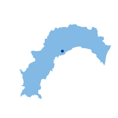 Fototapeta premium 高知県の地図 県庁所在地マーク 都道府県単位の地図のイラスト 地図シルエット