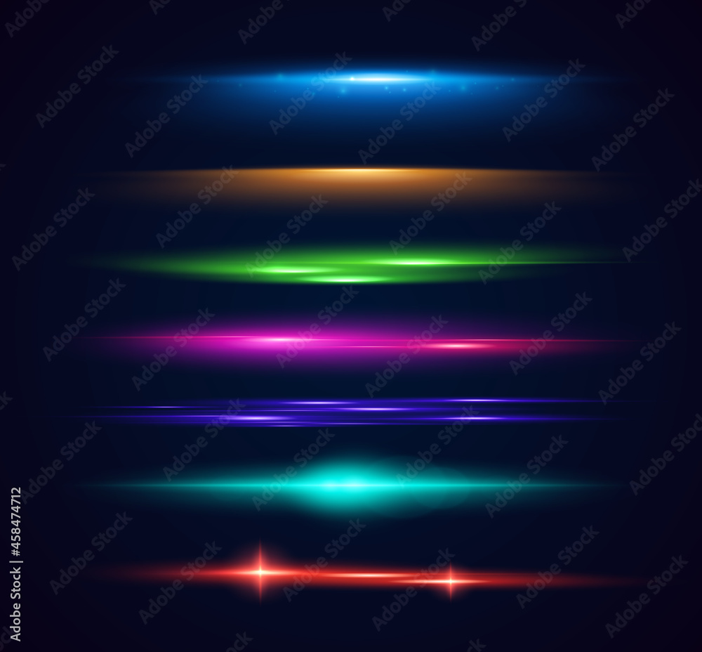 Aufkleber set of shining sparkles and lens flares. glowing lights isolated on transparent background. vector i