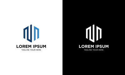 Letter NN Logo monogram with hexagon and sharp shape design template