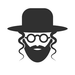 Bearded Jew with hat and sunglasses. Icon of Hasid