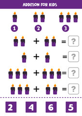 Addition for kids with cute Halloween candle.