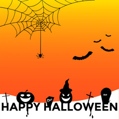 happy Halloween illustration for postcards or design . Vector illustration