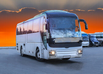 modern tourist bus on asphalt