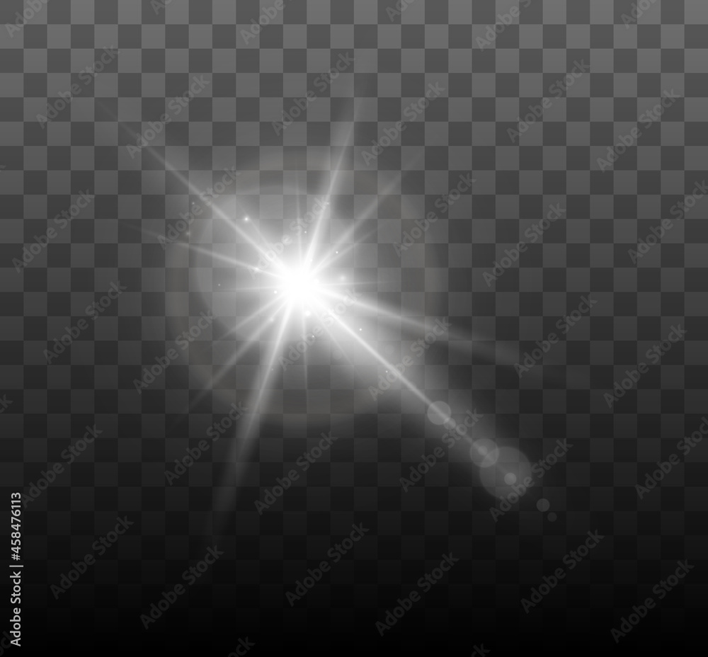 Aufkleber Lens flare vector illustration. Glowing spark light effect isolated on transparent background.