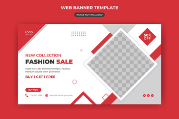 Fashion sale web banner and website cover or social media post template