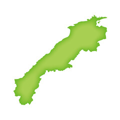 島根県の地図　緑色の都道府県単位の地図のイラスト　地図シルエット