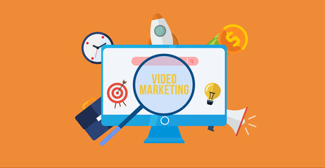 Internet, business, Technology and network concept. Video marketing and advertising concept on screen.