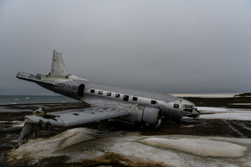 Wreck of soviet military plane Ilyushin Il-14 which crashed at Heiss Island, Franz Jozef Land archipelago. 