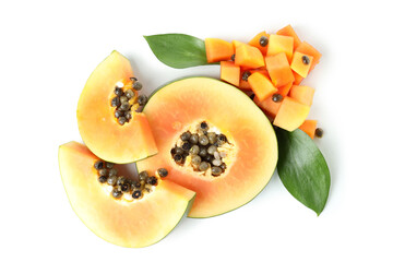 Fresh ripe papaya isolated on white background