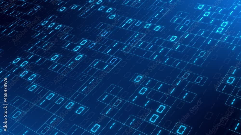 Poster abstract digital background in 4k - varying binary code in mosaic arrangement divided with square fr