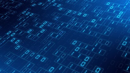 Abstract digital background in 4K - varying binary code in mosaic arrangement divided with square frame elements in randomly - data storage business technology network concept - Powered by Adobe