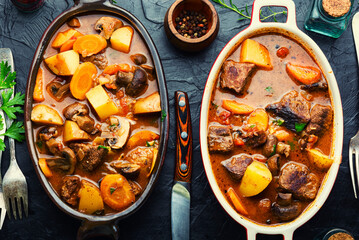 Ragout with beef and mushrooms