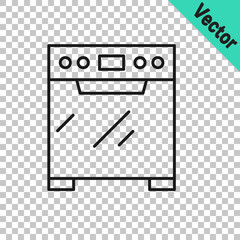 Black line Oven icon isolated on transparent background. Stove gas oven sign. Vector