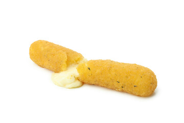 Fried cheese stick isolated on white background
