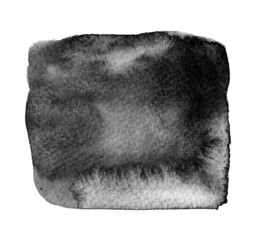 Black watercolor texture background with watercolor paint blotch, brush stroke