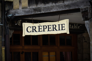 creperie signboard on brittany in france