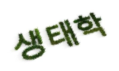 3d green grass covered ecology word by Korean language