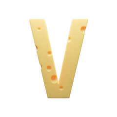 Cheese alphabet font food letter V