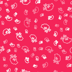 White line Dreams icon isolated seamless pattern on red background. Sleep, rest, dream concept. Resting time and comfortable relaxation. Vector