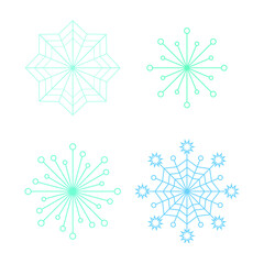 Fototapeta premium Set of blue snowflakes for winter design