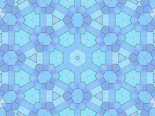 幾何学的な青色のタイル模様の背景