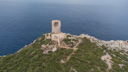 Fototapeta na wymiar fotografia aerea della riserva naturale di capo rama in sicilia 