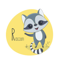 Alphabet letter animals children illustration racoon sketch