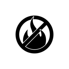 No fire sign icon isolated on white background