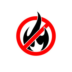 No fire sign icon isolated on white background