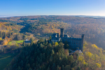 Bird's eye perspective on Castle Schaumburg near Balduinstein / Germany