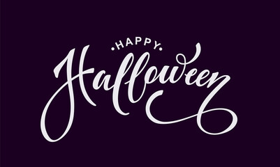 Happy Halloween vector lettering. Festive calligraphy for a banner, poster, greeting card, invitation to a party. Vector illustration.