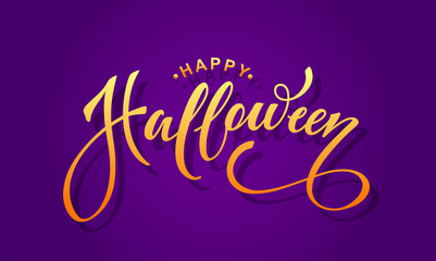 Happy Halloween vector lettering. Festive calligraphy for a banner, poster, greeting card, invitation to a party. Vector illustration.