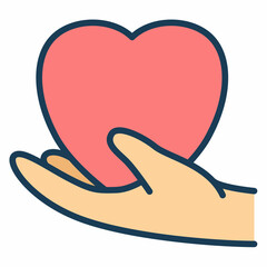 compassion or sympathy with charity single isolated icon with filled line style