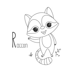 Alphabet letter animals children illustration racoon sketch