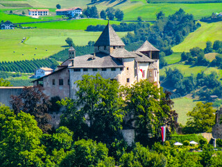 Fototapeta premium Fie/Voels, Castel Presule / Proesels Castel, August 2021, South Tyrol, Alto Adige, Italy, Europe